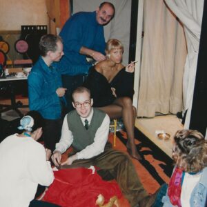 Emma Wiklund Instagram - TBT-time! Paris in the mid 90s.  Backstage  at Christian Lacroix show @fkachristianlacroix getting ready for the catwalk. Here together with Swedish super talented designer @mrlarsparis who was working for Maison Lacroix at the time. And hairdresser Daniel Frenna.

Thank you Lars sweetheart for sending me the picture! This just captures one of those moments that were so amazing. At this time there were no mobile phones with cameras around so every picture is so precious. #christianlacroix #hautecouture #paris #danielfrenna