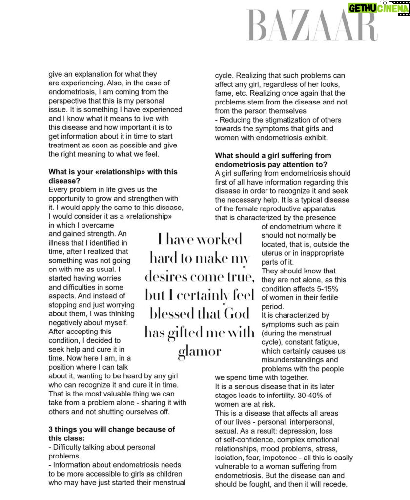 Endi Demneri Instagram - On the cover of "BAZAAR", one of the most prestigious magazines! Well, who would have thought?! I have never stopped dreaming, trying endlessly to make my dreams come true! I don't want to be just a pretty girl, so I saw my participation in Miss Universe as an opportunity to give attention to worthy causes. I will always be there for every girl and woman who needs support! True beauty lies within everyone's soul! #endidemneri #schiaparelli #bazzar #harperbazaar #missuniverse #endometriosis