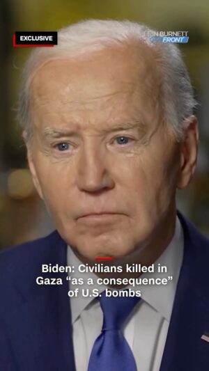 Erin Burnett Instagram - Biden in exclusive interview with OutFront: “Civilians have been killed in Gaza as a consequence of those bombs” when asked about 2,000-pound American bombs that have been sent to Israel.