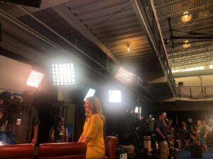 Erin Burnett Instagram - @erinburnett under the lights ahead of the #DemDebate in Houston, TX. @cnn
