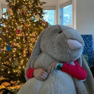 Erin Daniels Instagram - Merry Christmas! From giant bunny and all of us! Xxx #biggerthanthegirlchild, #nosuchthingasatoobigstuffie