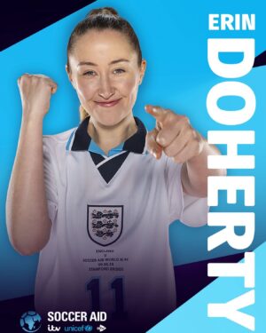 Erin Doherty Instagram - Holy moly. A proper dream come true! 🦁 

Get your tickets now to watch Soccer Aid for UNICEF on Sunday 9 June via the link in @socceraid bio

#comeonengland