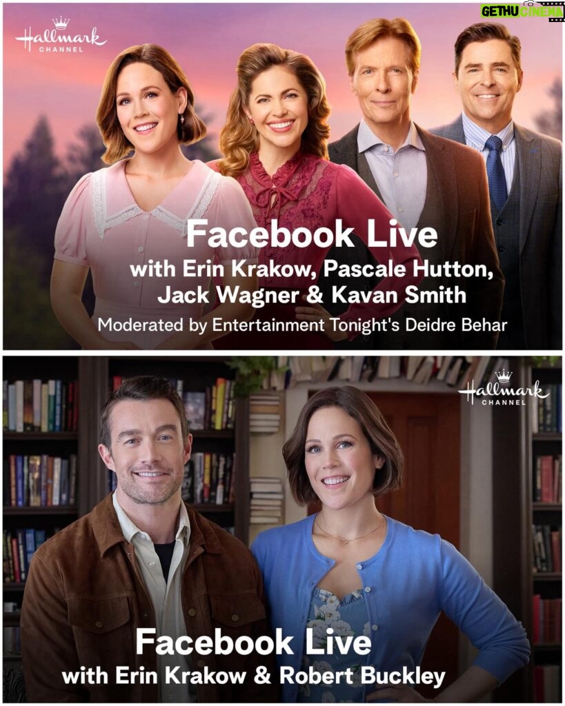 Erin Krakow Instagram - FYI for all my friends on The Facebook: @wcth_tv chitty-chat w/ @phutton, @kavansmith, & @jackwagnerofficial - moderated by George Clooney’s favorite journalist @deidrebehar - will be available Thursday 4/4 @ 1pm ET! #BlindDateBookClub & Marine Biologists meet-up w/ @robertearlbuckley will be available Friday 4/5 @ 1pm ET! Both on @hallmarkchannel’s Facebook page.