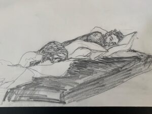 Esme Creed-Miles Instagram - Sketches of 🖤 sleeping then not so much