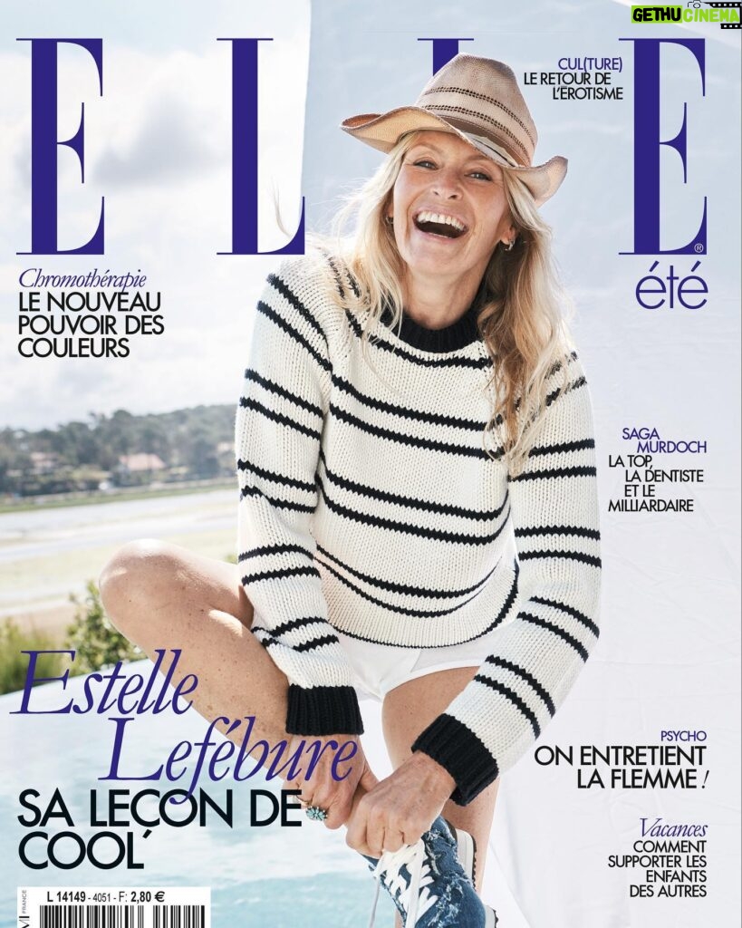 Estelle Lefébure Instagram - Votre magazine ELLE Été avec @estellelefebure_orahe sera disponible le 10 août en kiosque, en version numérique sur notre site elle.fr et sur notre application.   À retrouver cette semaine :  Vacances : comment supporter les enfants des autres Cul(ture) : le retour de l'érotisme  Saga Murdoch : la top, la dentiste et le milliardaire   En couverture, Estelle Lefébure est photographiée par @janwelters_personal et porte un pull @miumiu, une culotte @prada, un chapeau @stetsoneurope, des baskets @newbalance X @miumiu, une boucle d’oreille « MET » en or rose et diamants @gemmyo et une bague @harpoparis.   Réalisation : @annemariebrouillet Assistante stylisme : @tativer Coiffure : @ciccisvahn    #elleenkiosque #ellefrance #ellemagazine #estellelefebure