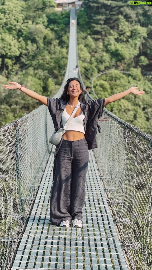 Evgenia Samara Instagram - [121/366•2024]* _________________ Meet me on the other side… Exploring Nepal day 3 #nagarkot #suspensionbridge