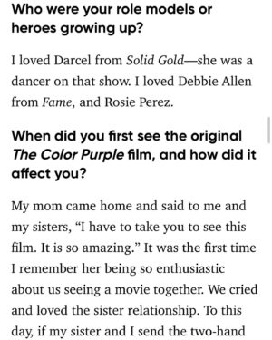 Fatima Robinson Instagram - Thank you @oprahdaily for this lovely interview…..3 more days💜