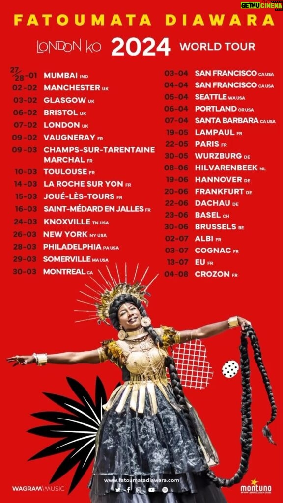 Fatoumata Diawara Instagram - Plus de dates à annoncer bientôt ! Loveeeee ❤️❤️❤️🙏🏾🎸💃!