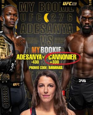 Felicia Spencer Instagram - I KNOW - call me crazy.🤪 I'm betting on Cannonier #UFC276❕️
💰MyBookie is matching deposits using promo code "bananas" if you get the urge to go 🍌's!
 #UNDERDOG #fightbananas
... ... ...
#nov13 #ufcfightnight #mma #feenom #orlandoathletes #ufc #fightcamp #inspiration #canadiangirl #floridagirl #thejunglemma #wmma #negu #combatcorner
 #pfl #espn #fight #wrestling #fighting #athletelife #smiles #bettingodds #mmabetting #mybookie #bet #winning