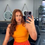 Felicity Palmateer Instagram - Red refresh 🌶️🍒🍓 @izaclarkehairandbeauty #blonderored #copperhair #cowgirlcopper #redhair