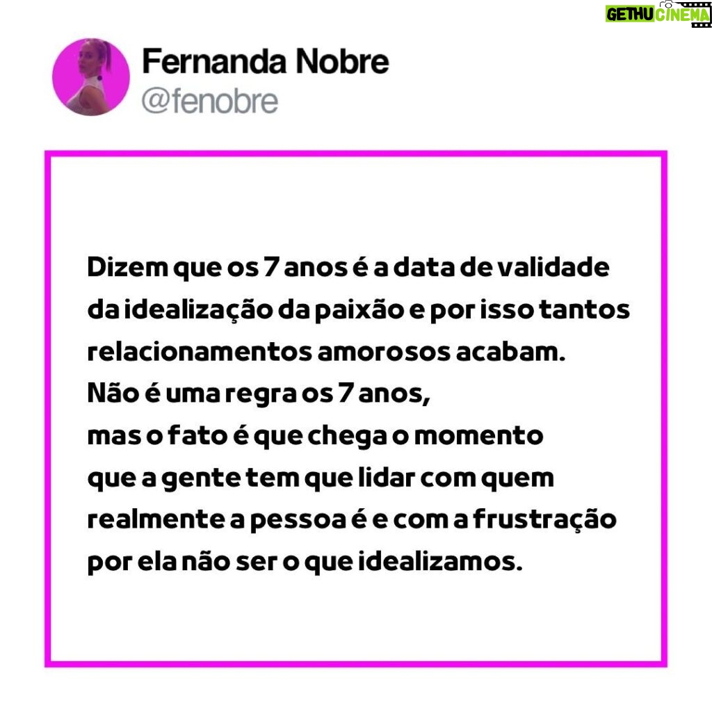 Fernanda Nobre Instagram - Pensando aqui: Quem acabou relacionamento próximo a esse ciclo dos 7 anos? Rs…