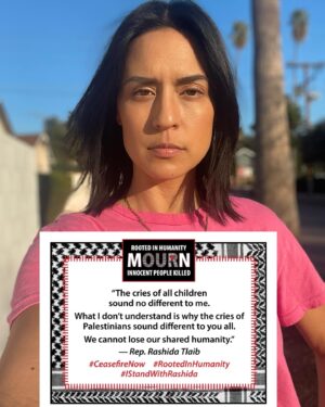 Francesca Fiorentini Instagram - “We cannot lose our shared humanity.” Thank you @rashidatlaib for standing strong, for representing Palestinian-Americans, and all allies of freedom despite the Islamophobic bigotry. #istandwithrashida #ceasefirenow🇵🇸 (post a pic of yourself and this quote)