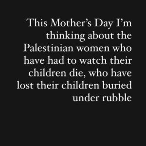 Francesca Fiorentini Instagram - Motherhood is so wildly challenging, your brain and body are rewired to become protector, warrior, nourish from your own loins-er. This is my second Mother’s Day and I am thinking of all the mamas around the world, especially those doing all of this under the harshest conditions… under a g3n0cide. 💔💐🌷🍉
—
Second slide and beyond via @femislay