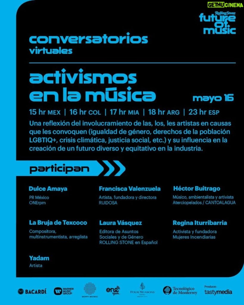 Francisca Valenzuela Instagram - 🚨 ¡MAÑANA! Fran Valenzuela, nuestra @franciscamusic, fundadora/directora de Ruidosa Fest, será parte del panel virtual ‘Activismos en la música’ de @rollingstoneenespanol junto a varixs artistas y activistas de la región⚡️✊🏾 Estará junto a @labrujadetexcoco, @reginagoitu de @mujeresincendiarias__, @pollazo_07 de @onerpmmx, @laurabogotana de Rolling Stone en Español, @conectormusica y @yadamandres. 🔗 No se lo pierdan, en vivo a las 15 h 🇲🇽 / 17 h ET por el YouTube de Rolling Stone en Español (link en bio). 🔉 Desde 2016 en Ruidosa queremos cambiar cómo el mundo ve a las mujeres y las disidencias y por eso trabajamos por una industria musical diversa y equitativa para ellas, elles y ellos. ¡Sabemos que ese DEBE SER el presente y el futuro de la música! #SoyRuidosa Súmate a la conversación sobre el futuro de la música y sigue haciendo ruido con nosotrxs. #MujeresQueHacenRuido 🗣️