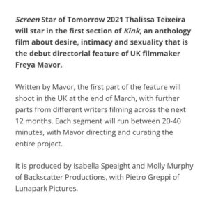 Freya Mavor Instagram - Just under a month until we shoot Chapter 1 of Kink & excited to share our epic team @screendaily 

9 more days to support our film at the link in my bio, thank you to everyone who has done so far 🙏🏽❤️‍🔥
