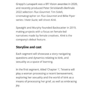 Freya Mavor Instagram - Just under a month until we shoot Chapter 1 of Kink & excited to share our epic team @screendaily 

9 more days to support our film at the link in my bio, thank you to everyone who has done so far 🙏🏽❤️‍🔥