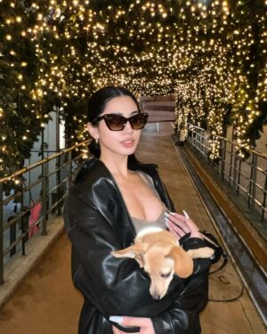 Gabby Instagram - Under the Tokyo Tower with my sweet  doggy.🗼x