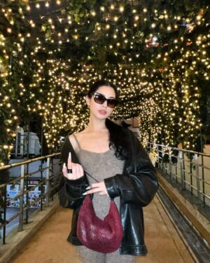 Gabby Instagram - Under the Tokyo Tower with my sweet  doggy.🗼x