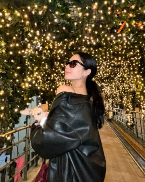 Gabby Instagram - Under the Tokyo Tower with my sweet  doggy.🗼x