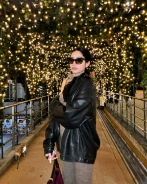 Gabby Instagram - Under the Tokyo Tower with my sweet  doggy.🗼x