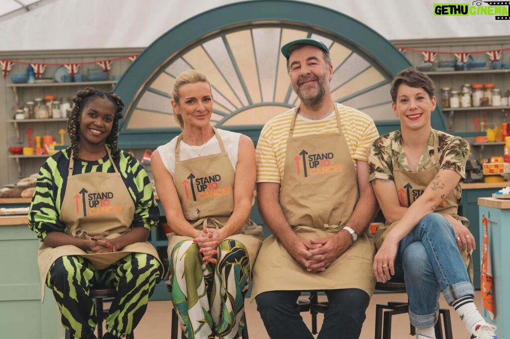 Gabby Logan Instagram - The Great Celebrity Bake Off for @su2cuk watch or stream on Sunday at 7.40pm on @channel4 🙏🏻 Such a joy to be part of this special show with @phlaimeaux @otimabuse @suziruffellcomedy @prueleith @alisonhammond55 @noel_fielding and yes that is @blakelively who watched from the back of the tent she’s such a big fan of #GBBO not at all intimidating 😬 having her there as the final judging took place. Stand Up To Cancer UK, the joint national fundraising campaign between Channel 4 and Cancer Research UK, has celebrated a decade of partnership which has now raised more than £113m to fund life-saving cancer research. All the money raised by Stand Up To Cancer funds translational research, to help take discoveries from the lab and turn them into tests and treatments to benefit patients. To find out more about Stand Up To Cancer and how you can support, visit su2c.org.uk or channel4.com/SU2C or follow us on Facebook, Twitter, Instagram or TikTok. 🙏🏻🙏🏻🙏🏻