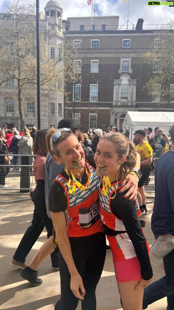 Gabby Logan Instagram - I have said that I am not really a runner for a long time. I enjoy the occasional jog but it’s been 20 years since I did a mass participation event. Then last autumn when we were at the Great North Run @aimee_fuller said to me you should do the @londonlandmarkshalf with your daughter, me and my mum do it. I thought nothing more of it and then a few weeks later I was offered a place. (I think Aimée might have been up to mischief). So I said yes and then suggested to @loislogansj that she should do it. And she said yes. I think I was trying to prove that being 50 wasn’t a barrier to pushing myself. Neither of us were running more than 5km at the time. I had a meltdown one Sunday shortly afterwards when I struggled to complete a 4km run round the block, I thought of giving up and begged for help here on Instagram. And so many of you were very kind and offered loads of tips and many of you suggested @runna_coach so I got in touch with them and began my programme at the start of January. They have been amazing and the app is brilliant, adjusting my programme and my ambitions as I got quicker and giving great advice. I honestly don’t think I would have run sub 2 hours today without them. We crossed the line in 1.54 and along the way I have seen my 5km and 8km get quicker and enjoyed the interval sessions. So all I guess what I am saying is never say never. If you say ‘I’m not a runner’, then you probably won’t be. The @runna_coach app can prepare you for any distance so have a look and if you fancy it use the code GABBY for your first two weeks free. Give it a go 💪🏼