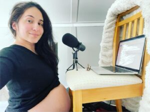 Gabrielle Ruiz Instagram - Still here, hbu? 🎙️ 🤰🏽 New Christmas single coming soon! #workingmom #voiceartist @charlie.malcolm