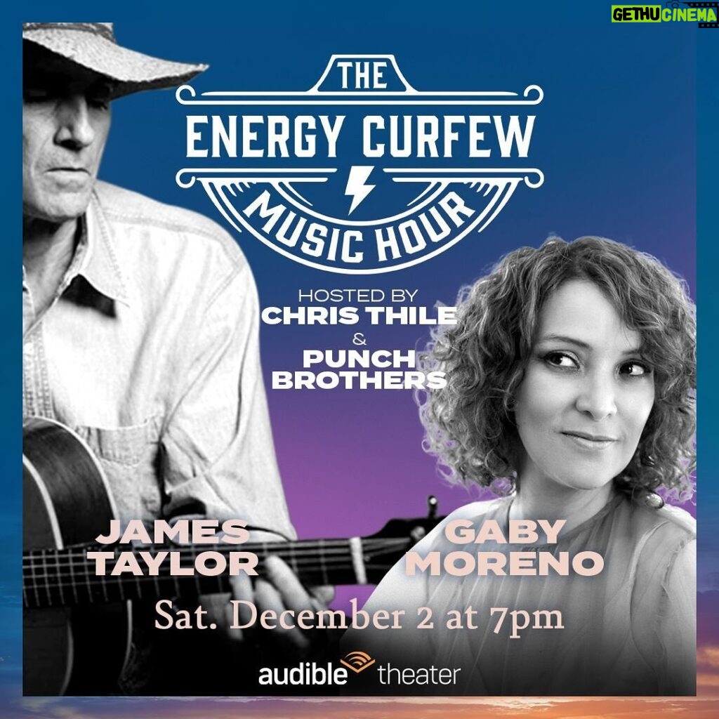 Gaby Moreno Instagram - Big news! Thrilled to be joining @punchbrothers on Dec. 2nd for The @energycurfewmusichour at @audibletheater’s Minetta Lane in NY in the West Village. Limited tickets are available now via Ticketmaster, with day of show rush tickets available via TodayTix. We will see you there!!