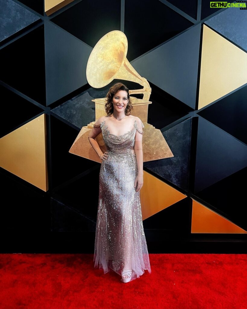 Gaby Moreno Instagram - Thank you to my dear @kimmyerin for styling me for the #GRAMMYs red carpet. dress: @marchesafashion gloves: @cest_jeanne hair clips: @leletny hair makeup: @kristenpulice bag: @gennyofficial