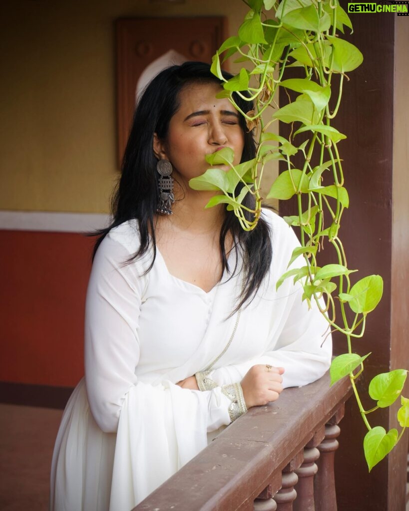 Gauri Kulkarni Instagram - Happiest money plant and me 🤍💚 Jewellery- @nupurvaaicollection Dress- @vastravalay P.C- @meshreysawant ❤️