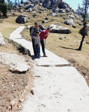 Gayatri Jayaraman Instagram - Trekking with my family in Himachal Pradesh to Chaur Peak 12000 feet . It's the highest peak in the outer Himalayas and we are doing the trek in 2 days. It's a punishing climb and challenging as hell!! Pic taken by my son!