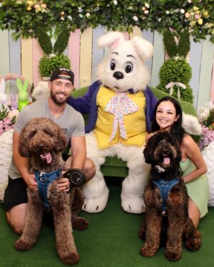 Geles Rodriguez Instagram - happy 1st birthday baby Cosmo 💫🖤📸🐾
•
•
spend the day taking Cosmo to petsmart to pick out a toy, then stopped by to visit the Easter bunny, took him for a pup cup (he’s totally gonna get the poops but it’s his birthday so I’m going to let him live 🙃) and of course let him catch the breeze on the way home 🫶🏼