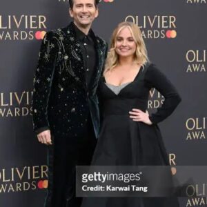 Georgia Tennant Instagram - Goodnight from me and my favorite loser 🩷 @olivierawards @rebeccavallance @jimmychoo @tylerellisofficial @smilingrocksco @sarahroseharrison  @donmarwarehouse