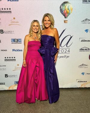 Georgie Gardner Instagram - What a woman is @annabellechauncy who 15 yrs ago started @schoolforlifefoundation educating thousands of kids in Uganda out of poverty. $2 million raised to keep her extraordinary dream alive & a joy to share the night with @brontebaker_  6yrs after venturing there!  Purple vintage jumpsuit for the occasion courtesy of @altamodafashion & always thankful to @morganhillhair @katyparsons.makeup @__alexwilson__ @amy_maree_c  for working their magic!