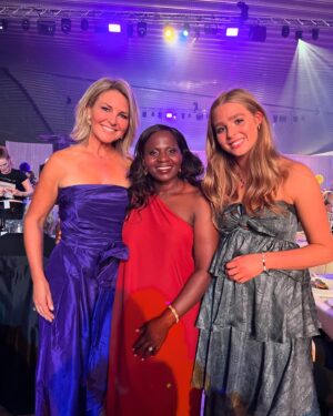 Georgie Gardner Instagram - What a woman is @annabellechauncy who 15 yrs ago started @schoolforlifefoundation educating thousands of kids in Uganda out of poverty. $2 million raised to keep her extraordinary dream alive & a joy to share the night with @brontebaker_  6yrs after venturing there!  Purple vintage jumpsuit for the occasion courtesy of @altamodafashion & always thankful to @morganhillhair @katyparsons.makeup @__alexwilson__ @amy_maree_c  for working their magic!