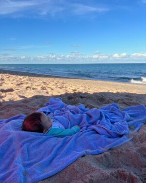 Georgina Bloomberg Instagram - No better way to celebrate 3 months of being alive than to see the ocean for the first time, and no better way to celebrate 3 months of being your parents than to be able to do it with you Sebastian. 👶🏻💙🌊