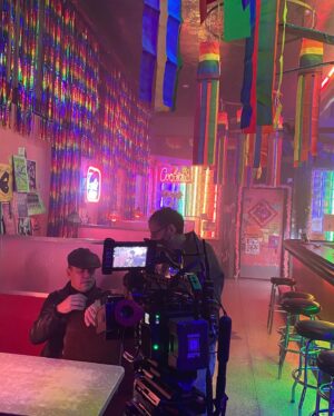 Geraldine Viswanathan Instagram - behind the scenes, if you will.  @driveawaydolls still in theatres and avail to rent at home 🧨