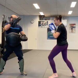 Germaine de Randamie Instagram - Landing a solid jab while dancing😂😂🙈 lesson how to keep distance in quarantaine. 1,5 meter kom niet in mijn aura B****😂😂😂 #staystrong #germainederandamie #teamironlady #togetherstronger #holland #utrecht #fitgirl #sbgym #ufc #ufcfighter #fitdutchie #tattooedgirl @boosterfightgear @saidelbadaouiofficial