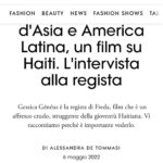 Gessica Généus Instagram - Freda really put the greatest humans on my path !! Thanks to the brilliant and talented designer @stellajean_sj_ that @ariouyou connected me with FREDA Has an article in @vogueitalia while the film is competing at the @fescaaal in Milan Italy !!! From the whole team Thank you !!! 🖤🖤🖤 @jmgigon