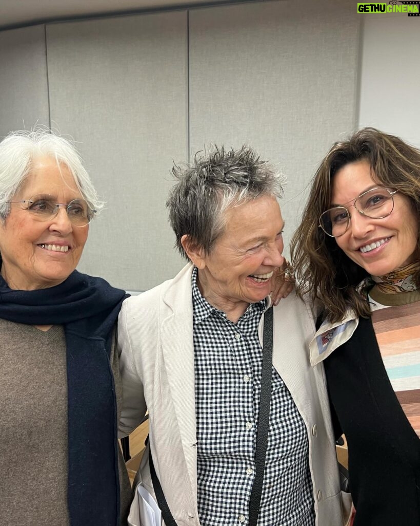 Gina Gershon Instagram - Oh I do love a Sunday rehearsal with groovy people. Happy to be a part of the Tibet House concert tomorrow- if you are in New York… it should be fun! @laurieandersonofficial @philipglass @joancbaezofficial @maggierogers @tibet_effect @gogolbordello plus more- #rehearsals #tibethouse #carnegiehall #icons