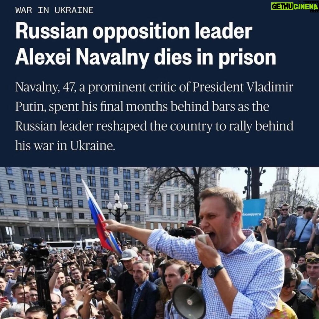 Gina Gershon Instagram - “Let’s be clear: Russian human rights icon and 47-year-old lawyer Alexi Navalny did not “die” in prison today. He was either killed under orders from Putin or died by the stress deliberately created by locking him up for 30 years on baseless charges in a gulag north of the Arctic Circle where the temperature today is 27 below Fahrenheit. The idea Navalny suddenly collapsed and died after taking a walk (as reported by the prison) is patently absurd. He had been put in a “punishment cell” 27 times in prison, according to his lawyer. I’ve personally been inspired by Navalny’s tenacity, wit, and courage over the years as we battled to hold Chevron accountable for its “Amazon Chernobyl” pollution in Ecuador. Navalny brilliantly galvanized millions of Russians to take on Putin through the electoral system. Along the way he exposed corruption at the highest levels of the Russian regime, penetrating the popular culture in the process. And he did it with humor, panache, savvy, and digital genius. He was a true giant and absolutely capable of beating Putin in a free and fair election. I’ve seen this repeatedly is just about every country in the world, including in the US: when truth-tellers become too threatening to the power structure, those in command try to manipulate the “law” to snuff them out. Long prison terms under false or exaggerated charges and flat-out assassination are usually the tools. We’ve seen it here time and again: look at Malcolm X, Fred Hampton, MLK Jr., Leonard Peltier, Manuel Teran, climate leader Jessica Reznicek, and Julian Assange who right now is dying a slow death in prison for exposing our military’s war crimes in Iraq. (I got a little taste of this brutal treatment when I was locked up on baseless charges in the US for 993 days for helping Amazon communities in Ecuador win a landmark pollution case against the Chevron.) Rest in power Alexi Navalny. Thank you for your high service to humanity. For showing us what real courage looks like. You are a far more inspiring and powerful leader than your adversary Putin.🙏💔💦👊👊 thanks for reposting @jillgoldman from #repost @stevendonziger