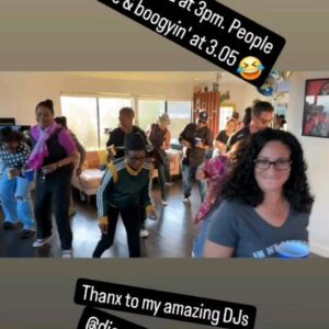 Gina Yashere Instagram - What a weekend! It's Aries season & my birthday happened to fall on a Saturday between the recordings of the last 2 episodes ever of my life changing show @bobheartsabishola, so why not throw a house party, & see how many songs we can do the  Electric slide to? 🤣
Thanks to everybody who came out to celebrate with me, & my 3, yes 3!!! DJs, @kgsuperstar, @kristilomax, @djasha
A great way to put a full stop, or period for you Americans 😜 on this beautiful chapter of my life.

Had to get in the sauna, do half an hour of stretches, hit myself with a massage gun,  hang upside down on my inversion table, then hit my knees with some red light therapy, just so I could walk Sunday morning, but I feel nothing but GRATITUDE
