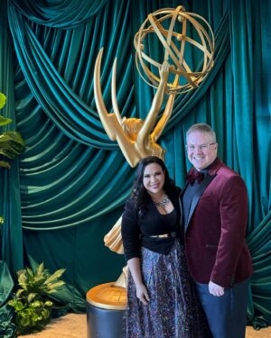 Gloria Calderón Kellett Instagram - Incredible night at the Emmy's and Governors Ball – my favorite Emmy's yet! Reconnecting with old friends and forging new connections has left me truly inspired to create even more! 🌟 #EmmysNight 
Skirt & Shoes: @shopburu 
Velvet bolero & necklace: vintage
Earrings: @melindamaria_jewelry 
Glam & styling: me with the consultation of @indiadebeaufort & @lillianavazquez ❤️