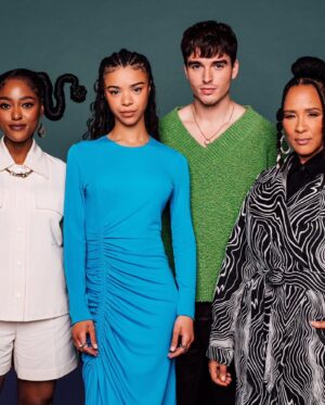 Golda Rosheuvel Instagram - Hanging with the gang @buzzfeed QC LA

Wearing.
@tovestudio COAT
@dinosaur_designs RING / EARRINGS
@esauyoriofficialpage DRESS
@kalda_shoes BOOTS 

Style: @georgmedley 
Hair: @dionnesmithhair 
Makeup: @kennethsohmakeup