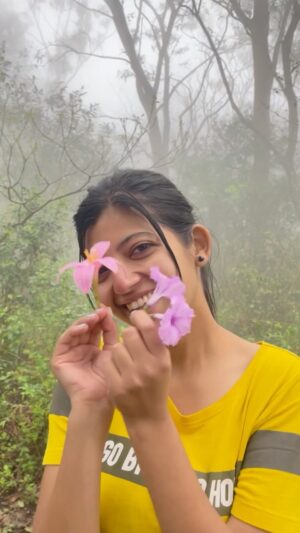 Gouri Agarwal Instagram - How vibrant nature is✨
An early morning trek to the Nandi Hills was magical.
What a weather!  I was on the top of the world.
How charming the place was during a weather like this, drizzling with cold wind.
Made me feel limitless❤️
All thanks to @_neeleshverma 
Thanks for capturing these moments🐒
.
.
.
.
#bengaluru #nandihills #nandihillsbangalore #trekking #mountains #limitless #wander #loseyourself #inthemoment #tourism #bangalore #love #live #laugh #life #things2doinbengaluru ❤️🥰😘