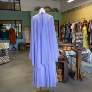 Grey DeLisle Instagram - **SOLD**
Exceptional Ethereal Lavender Dance Goddess Gown 
$125 shipped to Anywhere, USA 
Size: Approximately a modern size 6 

Stunning 1970’s vintage draped chiffon goddess dress crafted from sheer poly chiffon over solid crepe. Crocheted floral appliqués. Zips up the back. 

Note: This is a true lavender. It looks different from photo to photo depending on the light, but definitely lavender and not periwinkle or pink.

Label: ‘Dance Allure’

Overall length: 54-1/2
Bust: Approximate: 34-36” 
Waist: 27-28”
Hips: free
#lavender #goddess #70s #vintage #dance #greydelisle