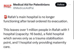 Haley Webb Instagram - There’s only ONE FUNCTIONAL HOSPITAL remaining in RAFAH with 16 BEDS for 1.7 MILLION PALESTINIANS including 600,000 CHILDREN. 🏥🚨

#palestinianpublichealth #ceasefirenow🇵🇸 #rafah #gaza