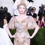 Haley Bennett Instagram - In honour of Met Gala “Garden in Time” I would like to share a look from years ago that perfectly suits this years theme 🌸 Dolce made this custom dress for me styled by mega @highheelprncess My dear friend and confidant @garrennewyork made the look with this incredible hairstyle and hand made headpiece he piled on top my head, the whole look was kept fresh by the one and only @alice___lane I felt like a porcelain goddess. I also drank way too much champagne that night, cried over a boy I once loved who very much hurt me, and then blacked out. Luckily I didn’t drown in the bottom of a glass of bubbles. Cue Florence and the Machine. I’m not good at these big events. And I was never invited back! Can’t wait to see all the fabulous looks that the stars and their stylist dream up. “Garden of Time” is right up my street. I could lay in my meadow, and watch wild flowers dance all day. What a life.