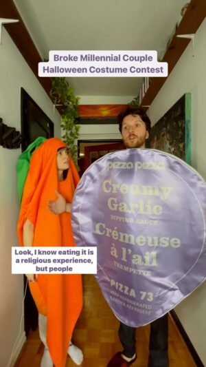 Hallea Jones Instagram - Broke Millennial Couple Halloween Costume Contest #ad @pizzapizzaltd