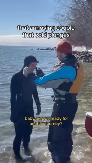Hallea Jones Instagram - Cold Plunging Couple 🏊🏼‍♂️🥶🏊‍♀️
•
•
A spiritually awakened couple goes cold plunging while wearing wet suits. #pov #comedy #coldplunge #coldplungetherapy #wetsuits #wetsuitseason #couplecomedy #satire #cringe